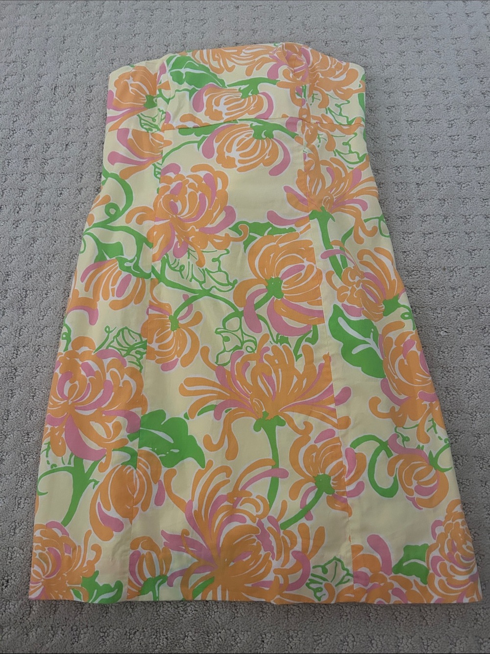 Lilly Pulitzer Strapless Floral Sundress in Yellow, Orange & Green